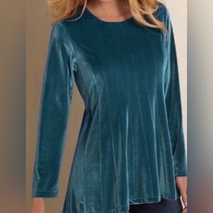 Soft Surroundings Bella Rosa Velvet Long Sleeve Tunic Top